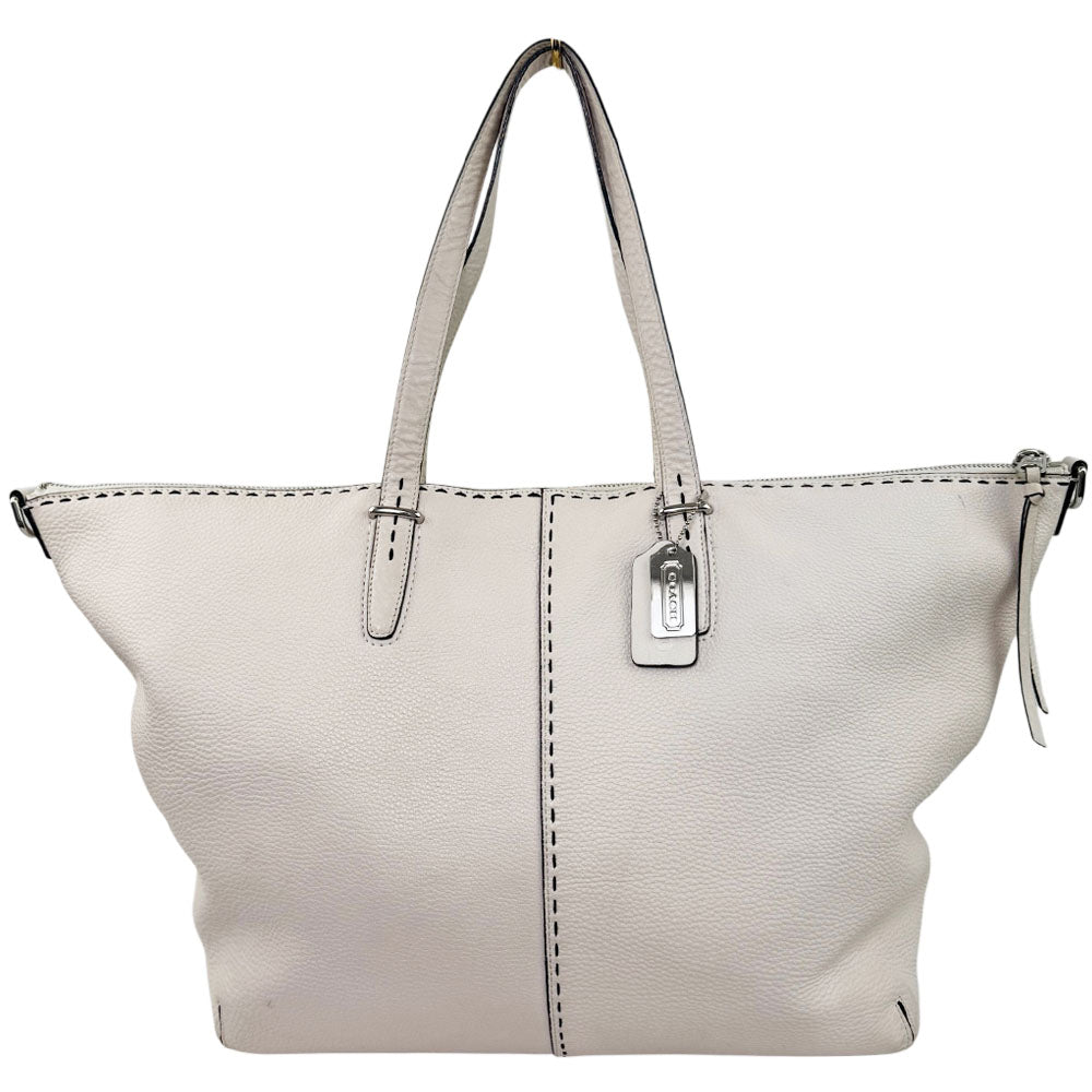 COACH Bleeker Zip Top White Leather Shoulder Bag LHQ1976