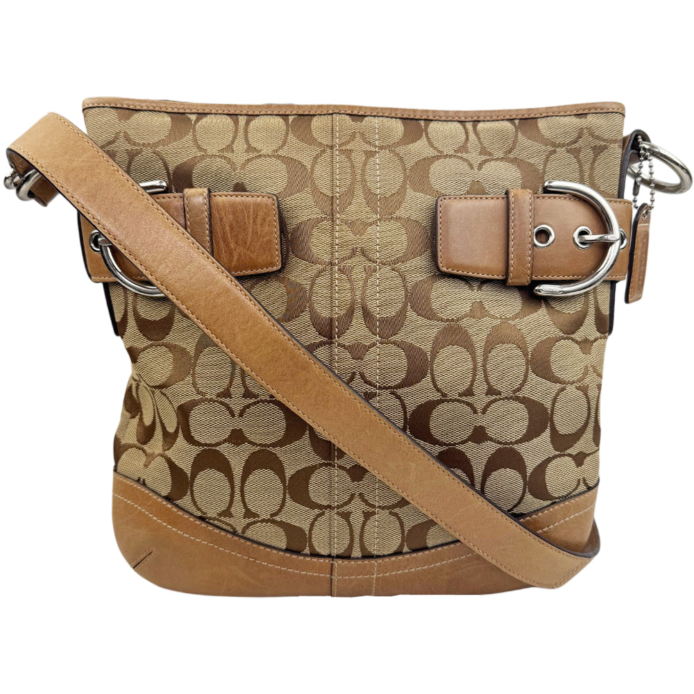 COACH Soho Brown Signature Canvas Shoulder Bag LHQ1988
