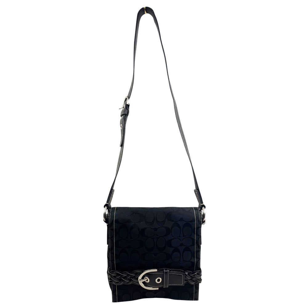 COACH Black Soho Signature Canvas and Leather Shoulder Bag LHQ1991