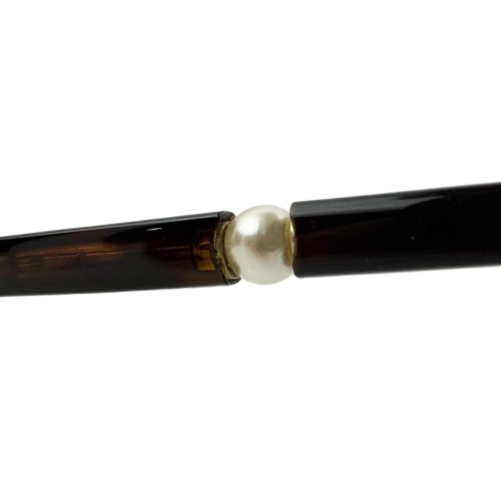 CHANEL Brown Tortoise Shell Pearl Sunglasses LHQ1993