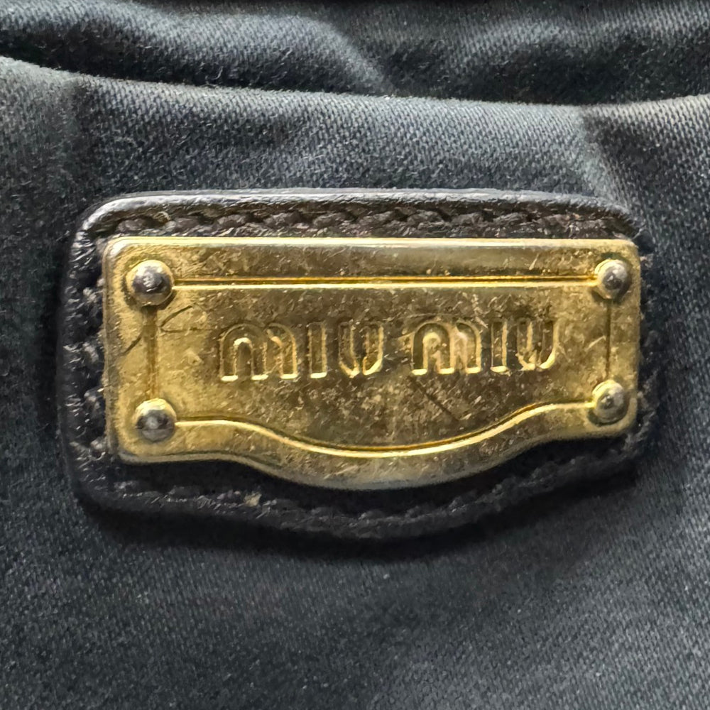 MIUMIU Vitello Black Leather Tote Handbag LHQ1995