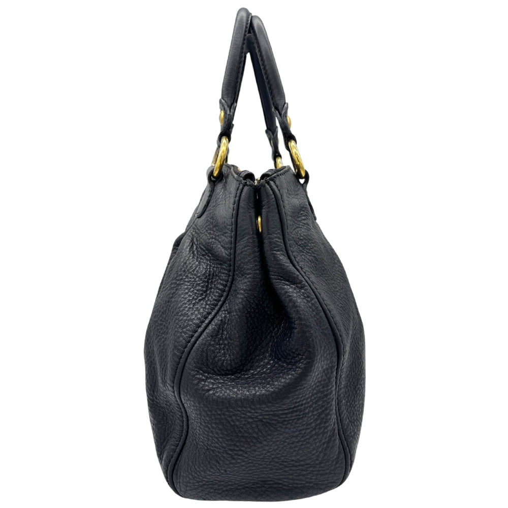 MIUMIU Vitello Black Leather Tote Handbag LHQ1995
