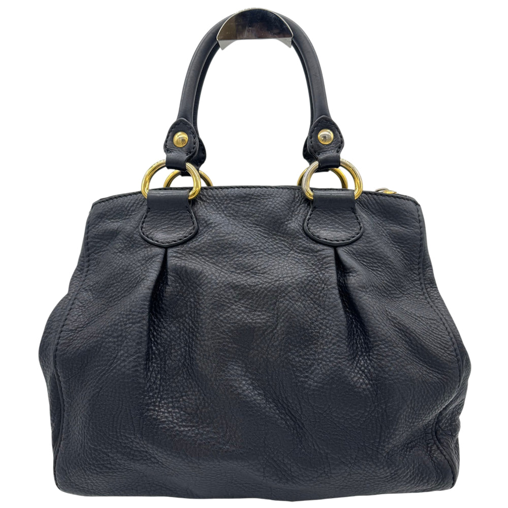 MIUMIU Vitello Black Leather Tote Handbag LHQ1995