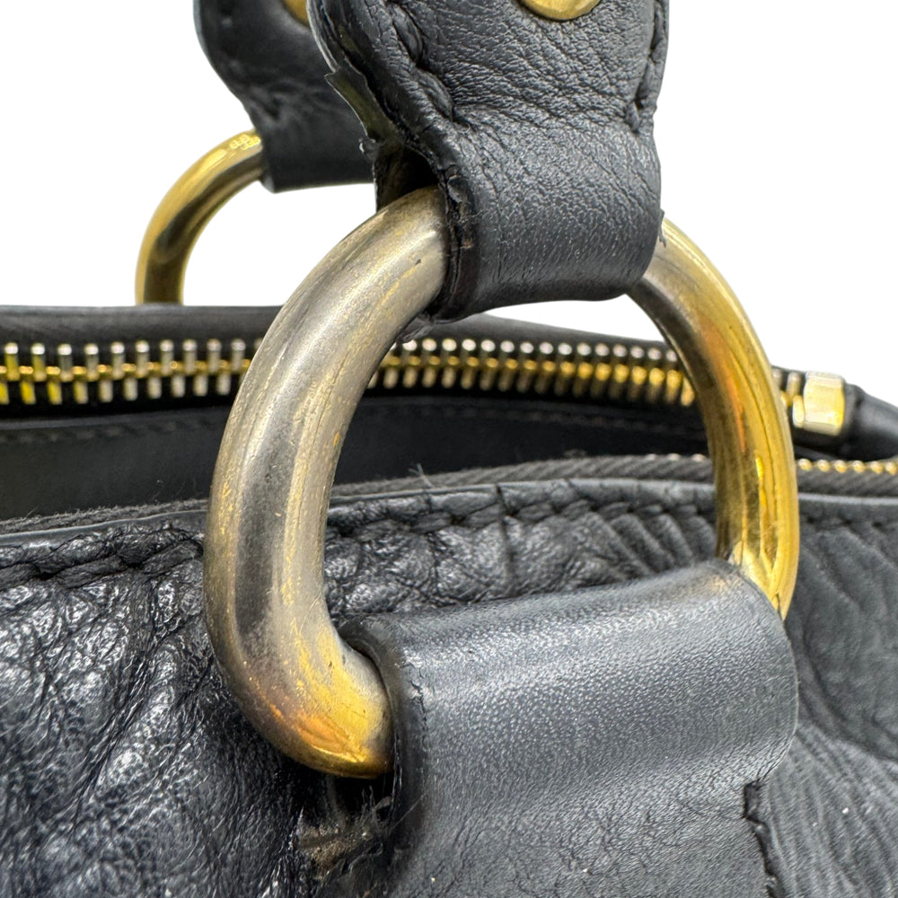 MIUMIU Vitello Black Leather Tote Handbag LHQ1995