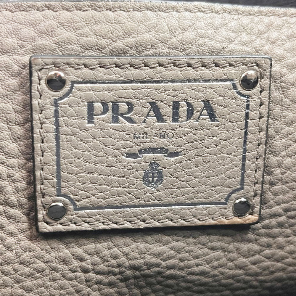 PRADA Vitello Diano Taupe Leather Handbag LHQ1996