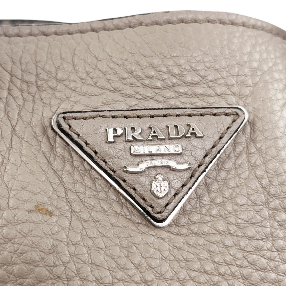 PRADA Vitello Diano Taupe Leather Handbag LHQ1996