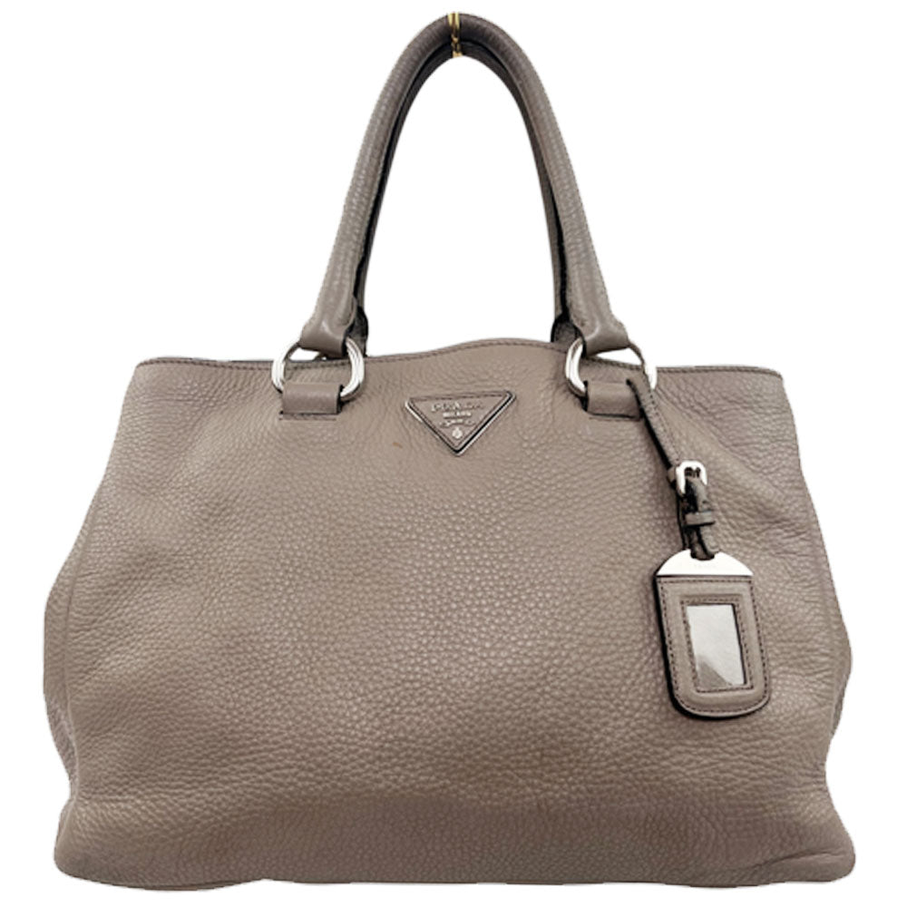 PRADA Vitello Diano Taupe Leather Handbag LHQ1996