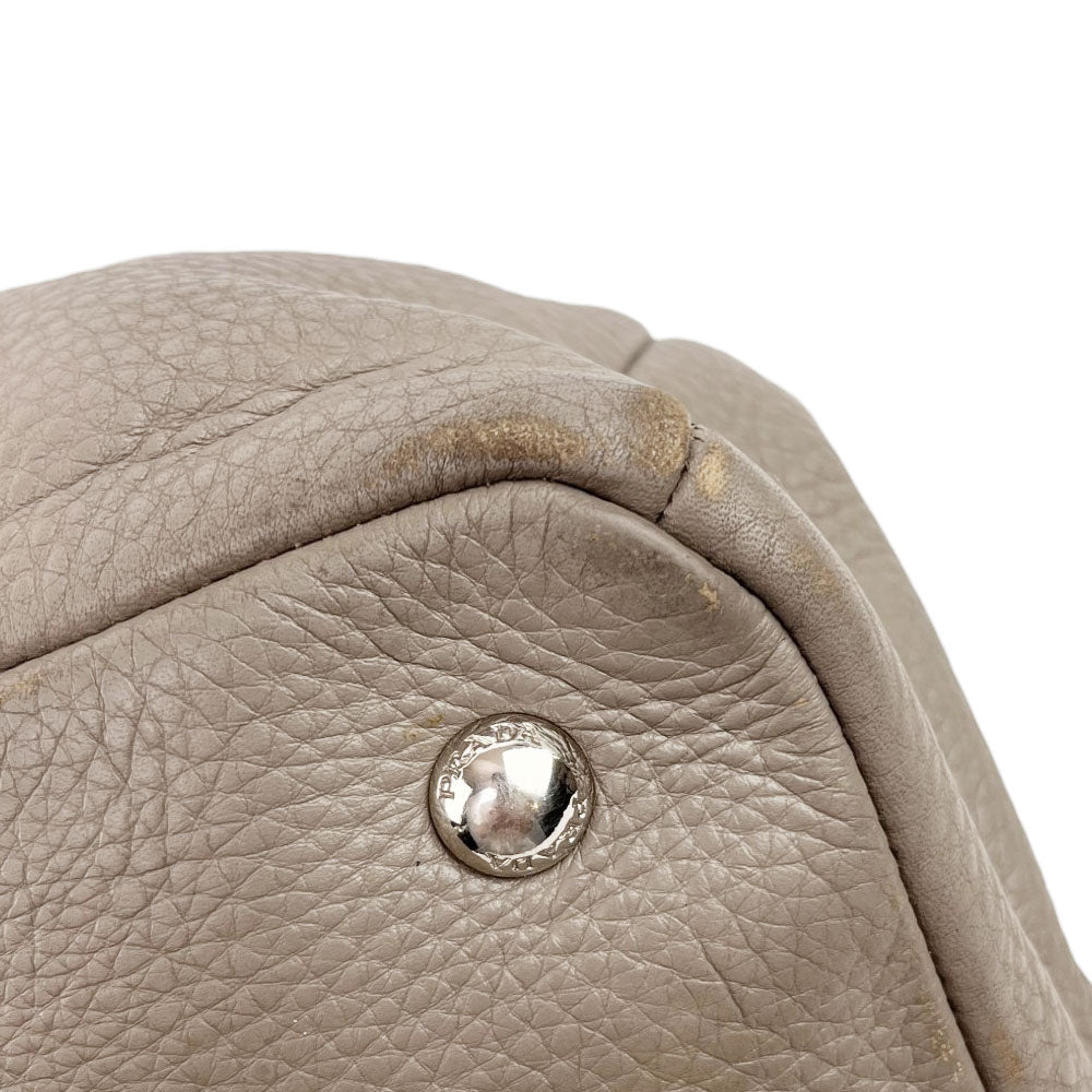 PRADA Vitello Diano Taupe Leather Handbag LHQ1996