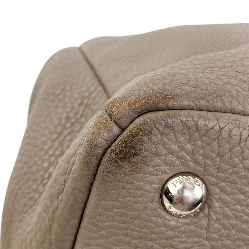 PRADA Vitello Diano Taupe Leather Handbag LHQ1996