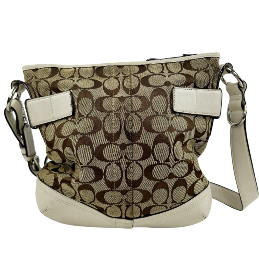 COACH Soho Brown/White Signature Canvas Shoulder Bag LHQ2007