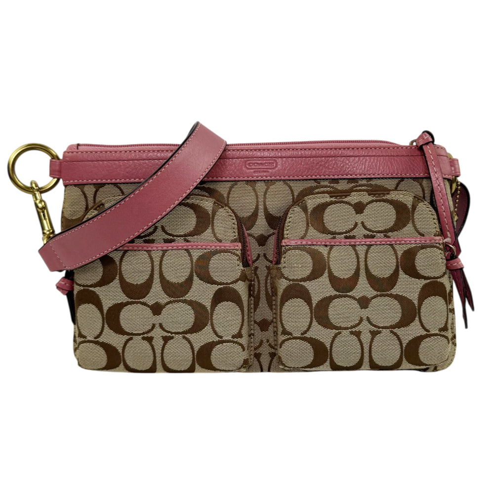 COACH Signature Brown/Pink Shoulder Bag LHQ2009