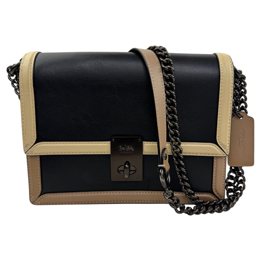 COACH Hutton Black Leather Shoulder Bag LHQ2012