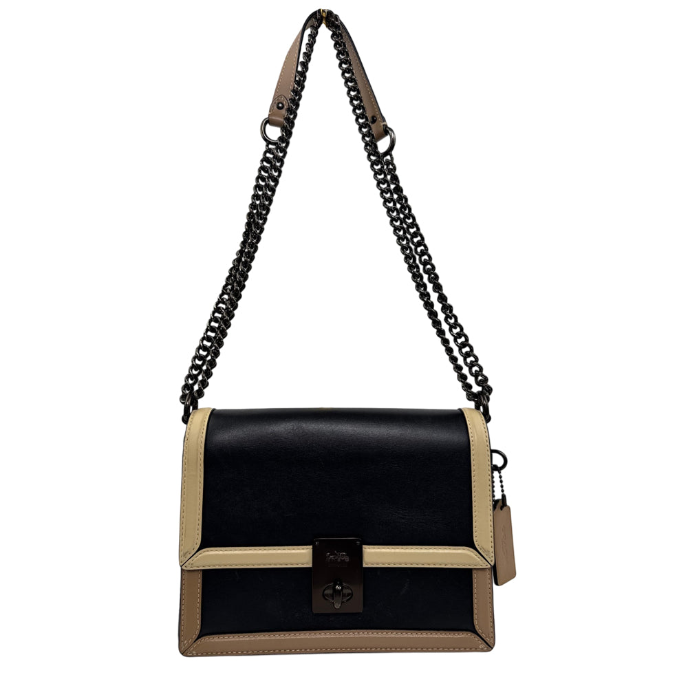 COACH Hutton Black Leather Shoulder Bag LHQ2012