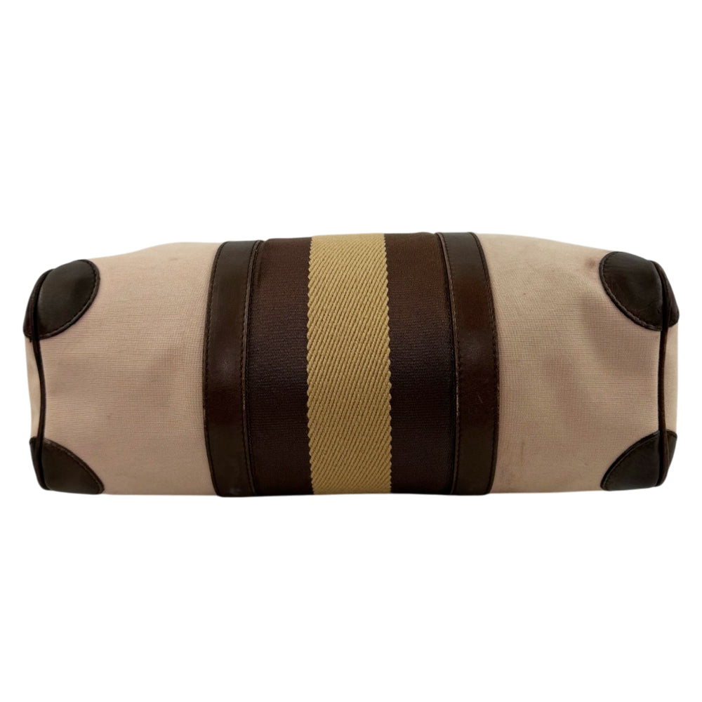 GUCCI Nude/Brown Canvas Boston Bag LHQ2013