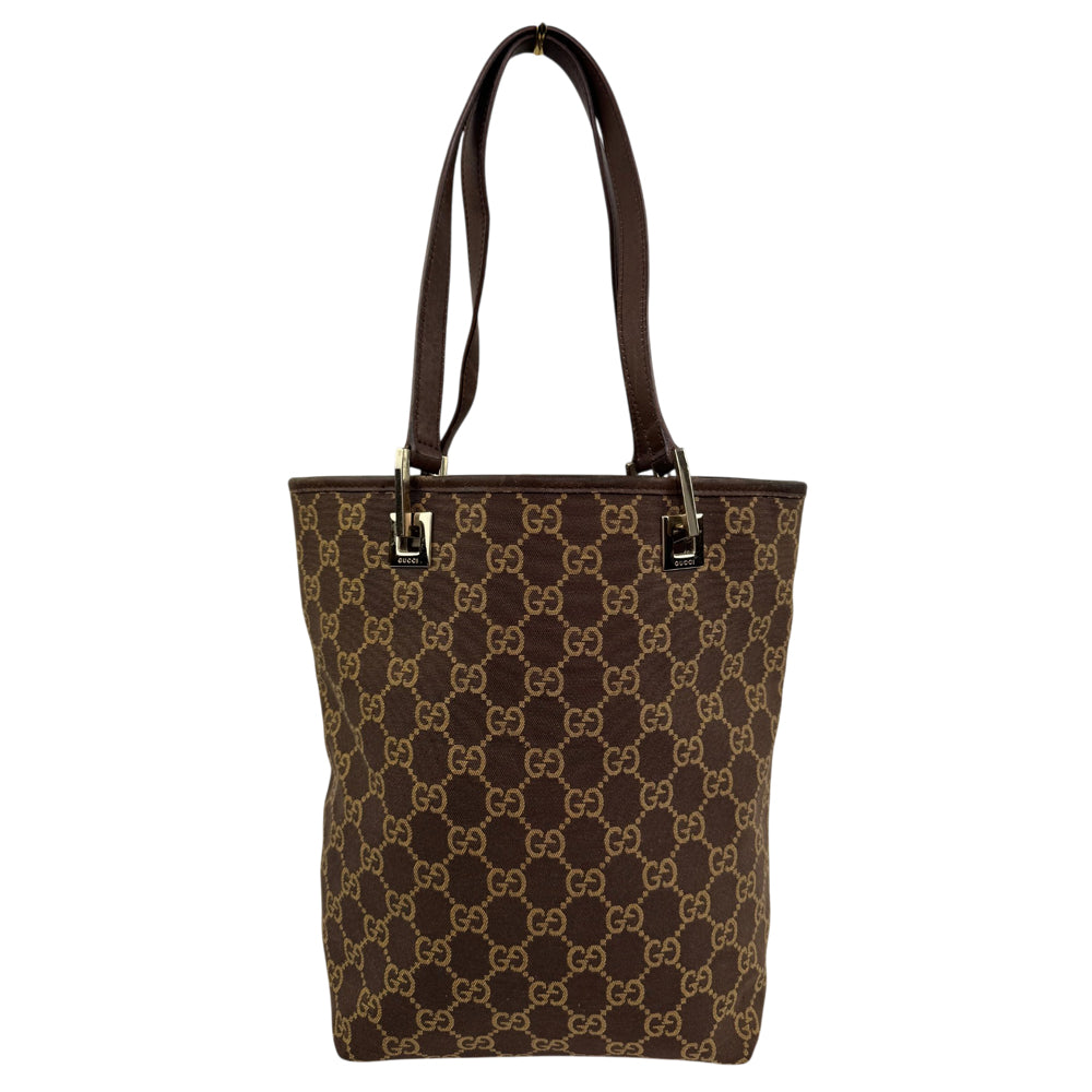 GUCCI GG Brown Canvas Bucket Shoulder Bag LHQ2014