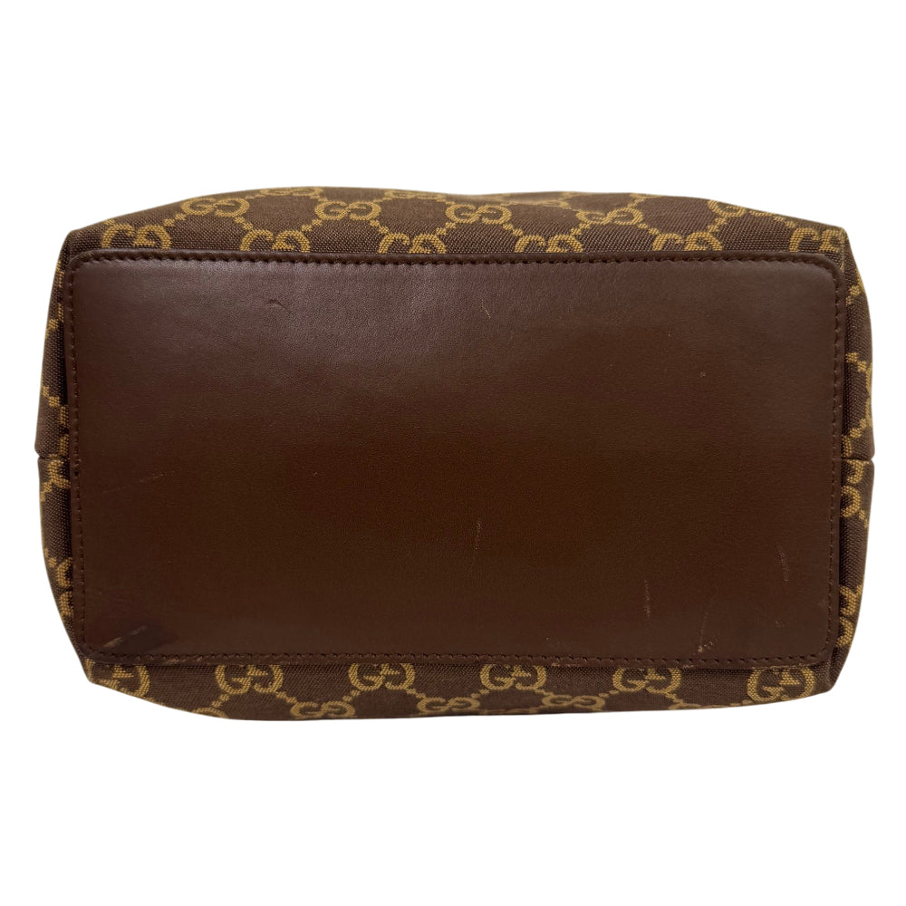 GUCCI GG Brown Canvas Bucket Shoulder Bag LHQ2014