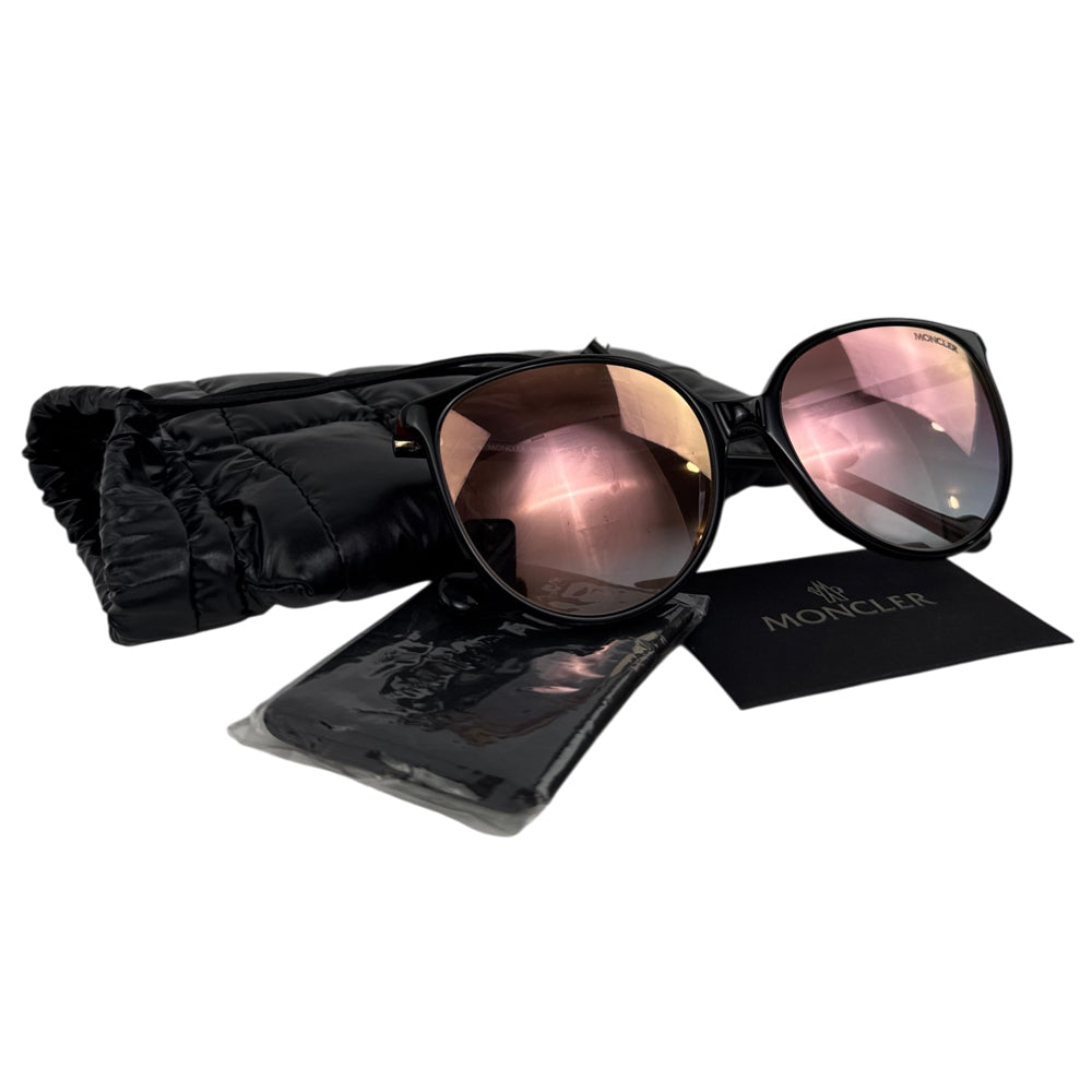 MONCLER Black Frame Pink Reflective Lens Sunglasses LHQ2023