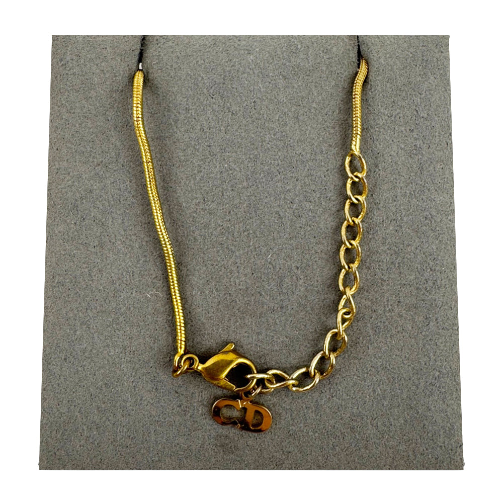 CHRISTIAN DIOR D Gold Necklace LHQ2025