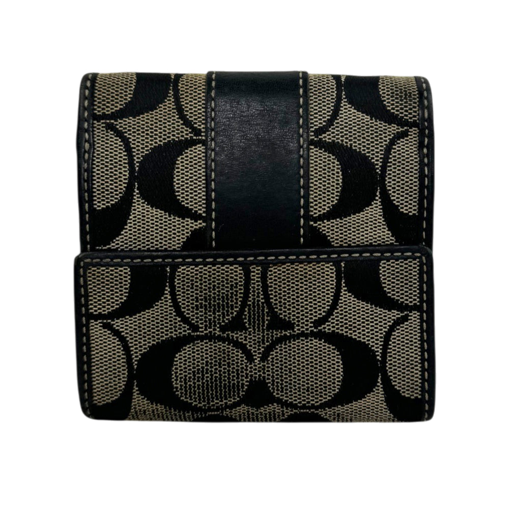 COACH Signature Brown/Black Compact Wallet LHQ2048