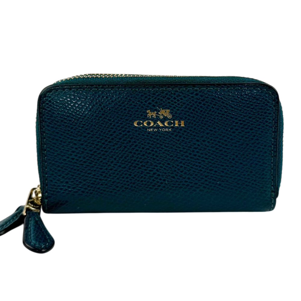 COACH Blue Compact Double Zip Purse LHQ2052