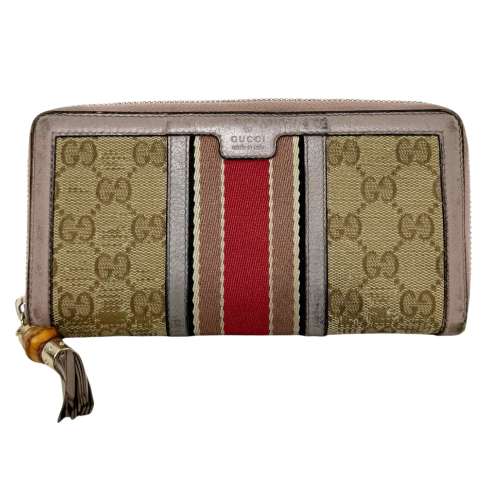 GUCCI GG Brown Web Purse Wallet LHQ2056