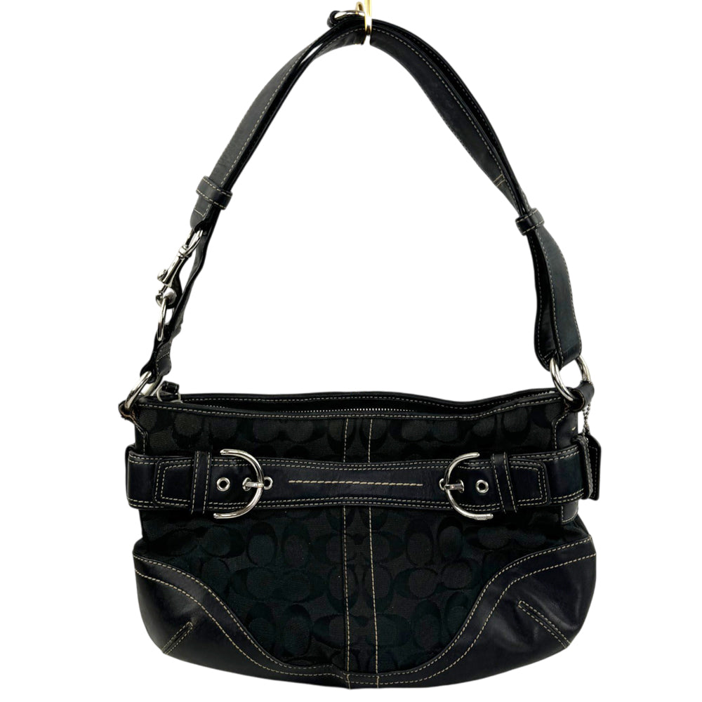 COACH Soho Buckle Black Signature Canvas Shoulder Bag LHQ2064