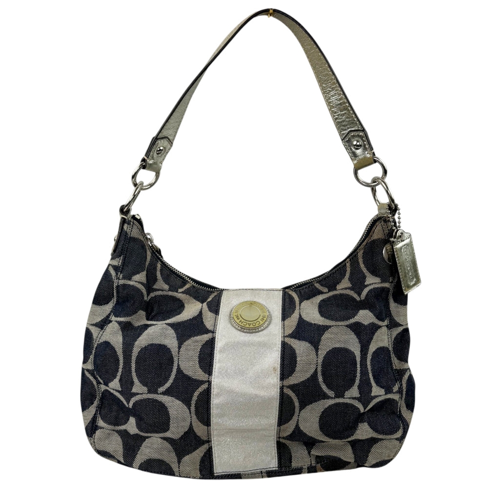 COACH Signature Navy Shoulder Hobo Bag LHQ2065