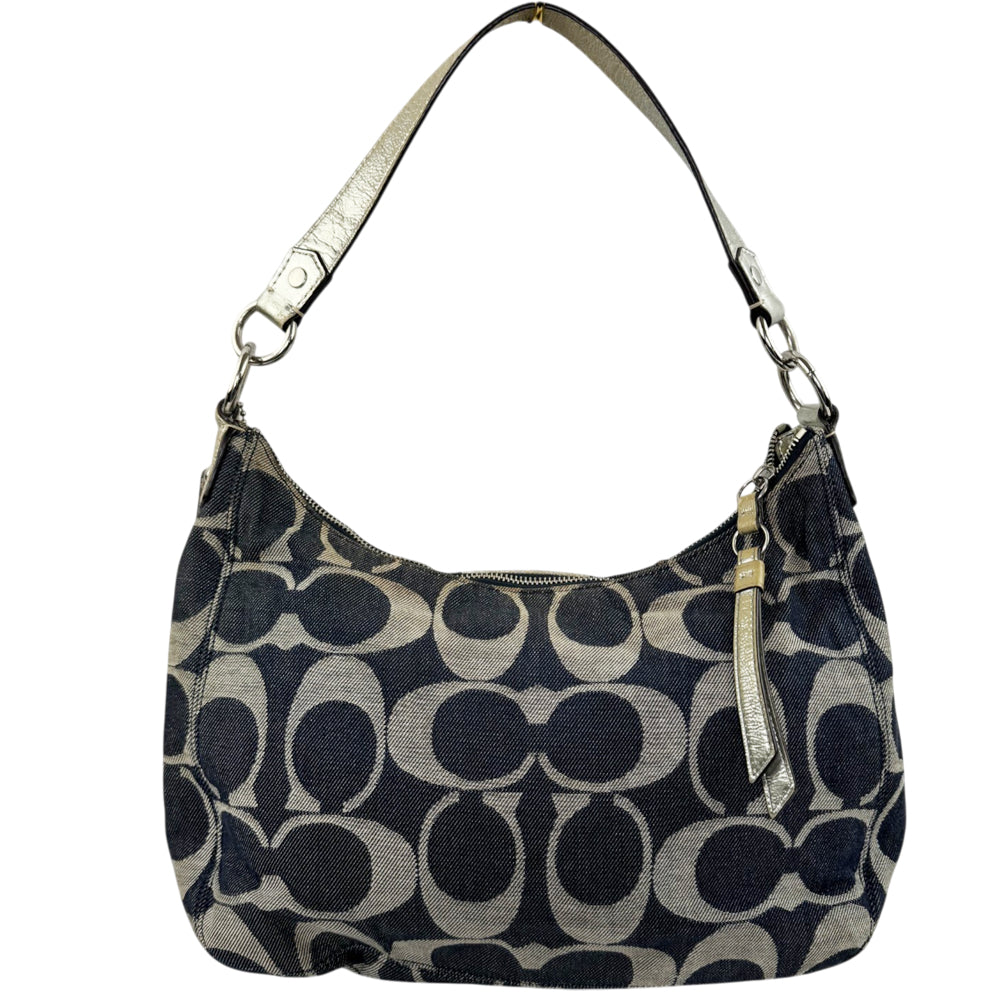 COACH Signature Navy Shoulder Hobo Bag LHQ2065