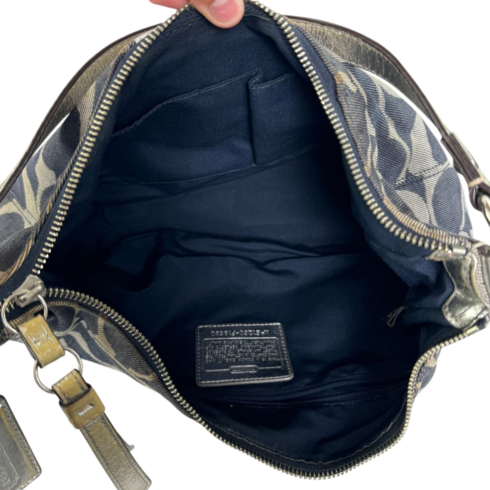 COACH Signature Navy Shoulder Hobo Bag LHQ2065