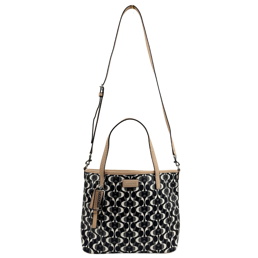 COACH Signature Park Metro Dream Black/White Tote Shoulder Bag LHQ2070