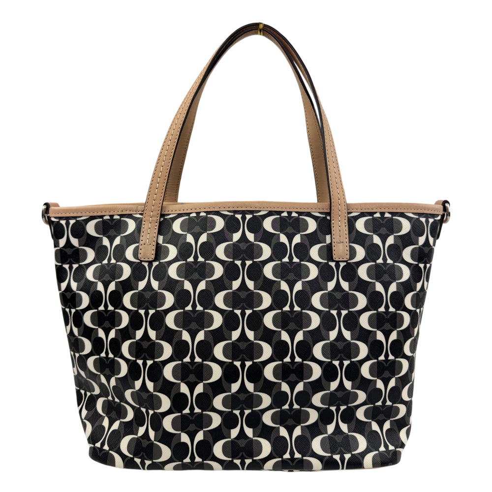 COACH Signature Park Metro Dream Black/White Tote Shoulder Bag LHQ2070