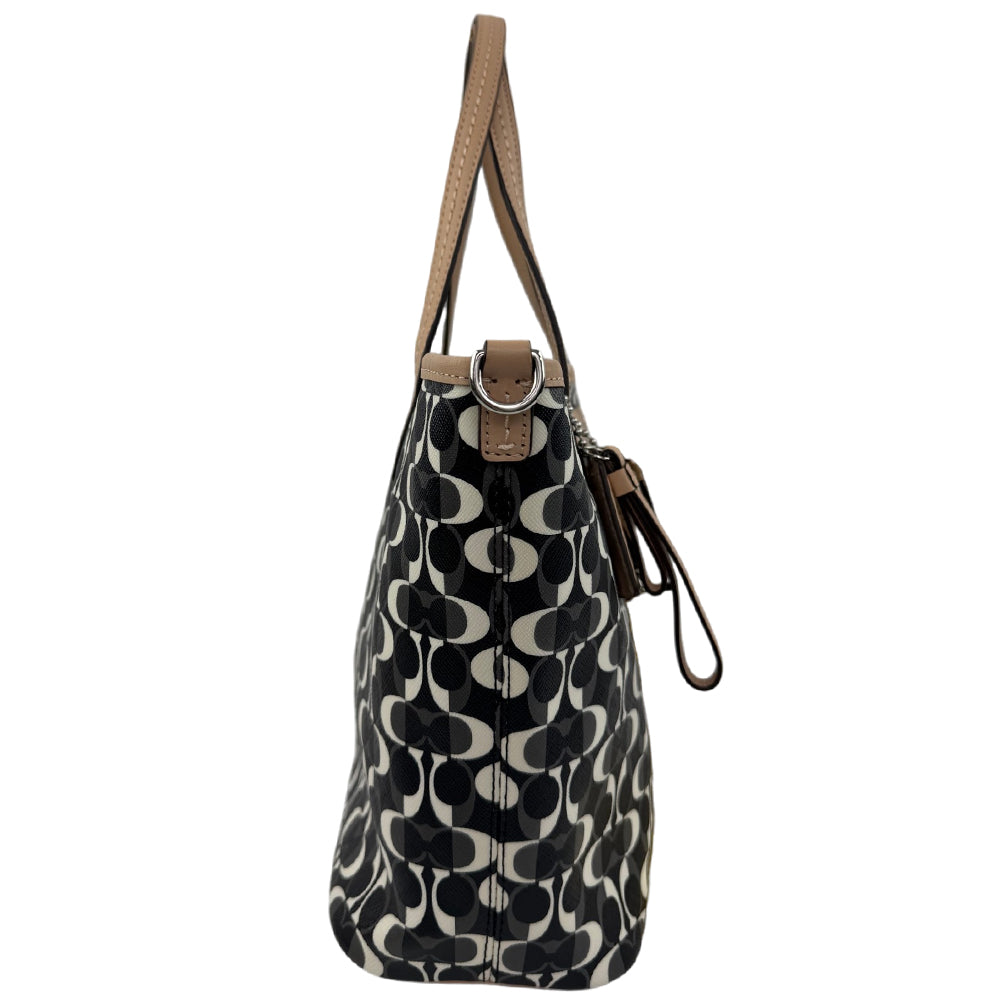 COACH Signature Park Metro Dream Black/White Tote Shoulder Bag LHQ2070
