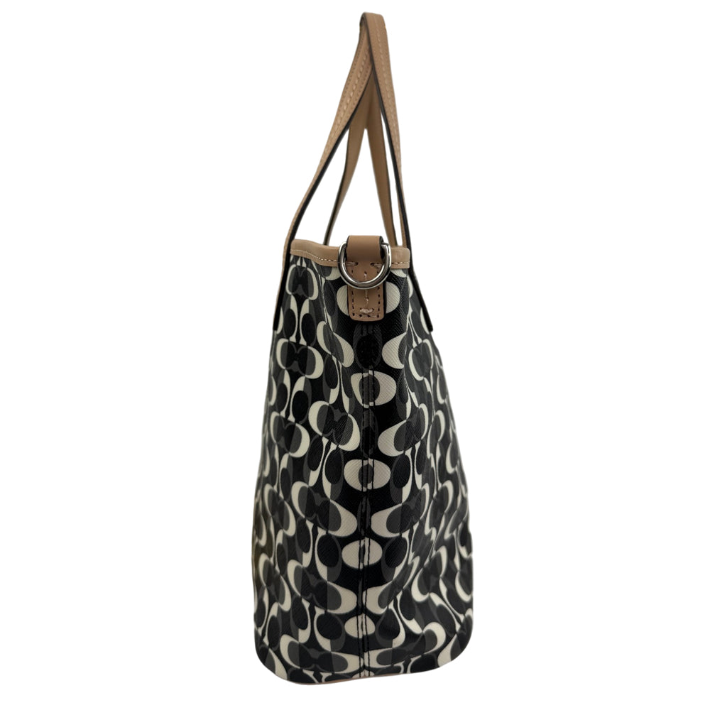 COACH Signature Park Metro Dream Black/White Tote Shoulder Bag LHQ2070