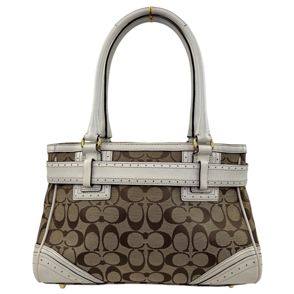 COACH Brown Hampton Signature Canvas and Leather Hand Bag LHQ2071