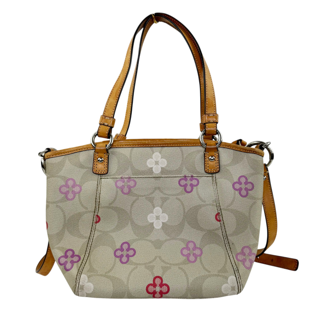 COACH Signature Grey Small Flower Tote Shoulder Bag LHQ2074