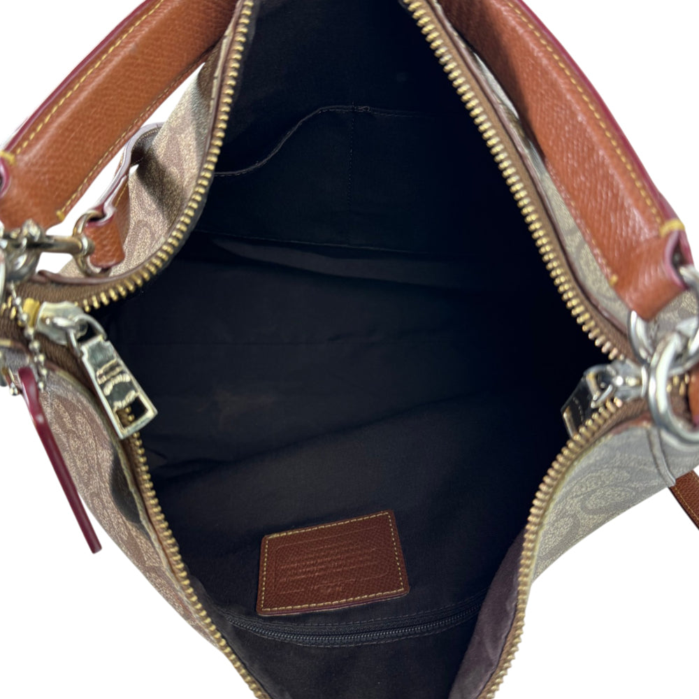 COACH Signature Brown Shoulder Hobo Bag LHQ2077
