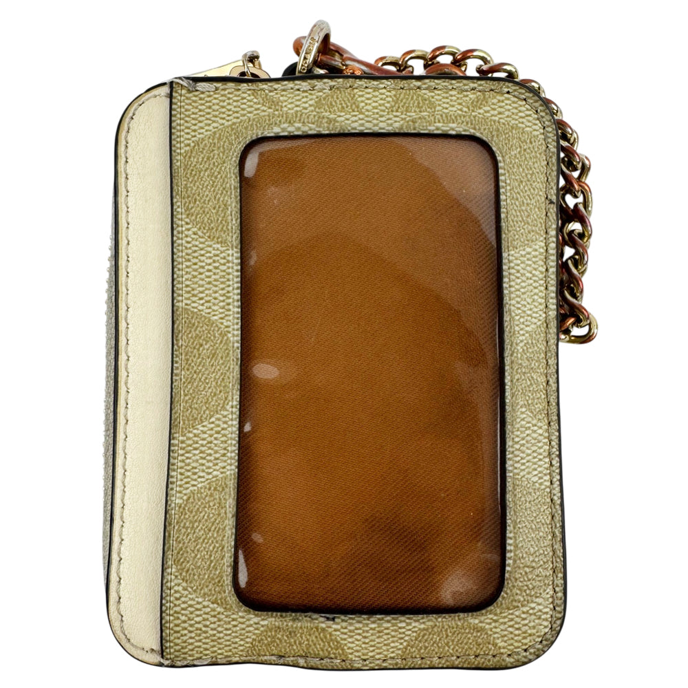 COACH Signature Brown/White Coin Case LHQ2081