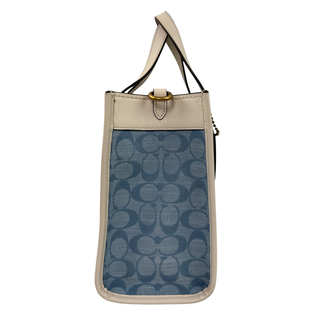 COACH Signature Field Tote 22 Light Blue Tote Shoulder Bag LHQ2087