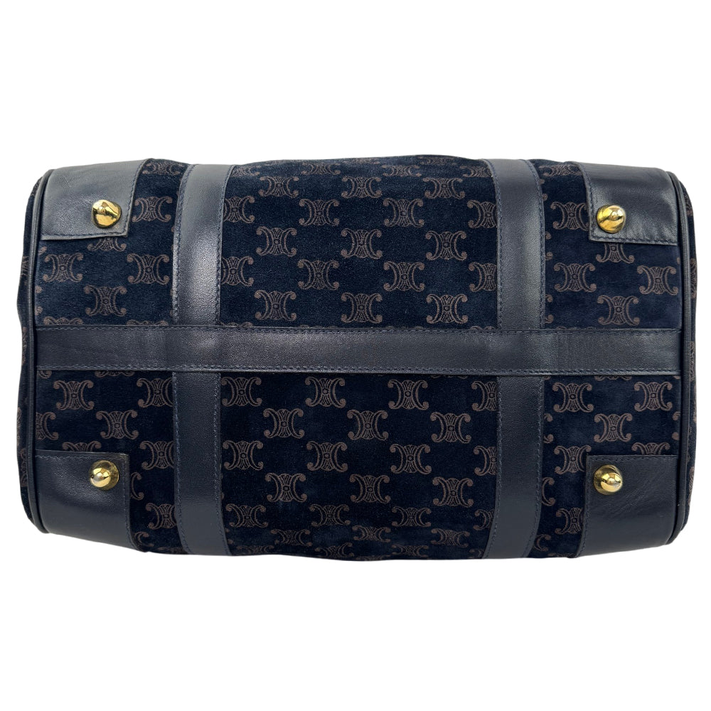 CELINE Macadam Navy Blue Suede Boston Bag LHQ2090