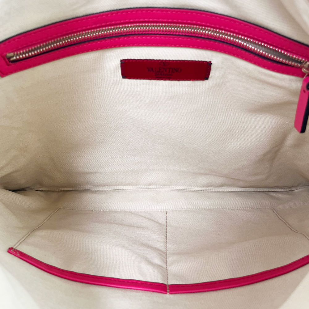 VALENTINO Pink Leather Studded Large Clutch Pouch LHQ2096