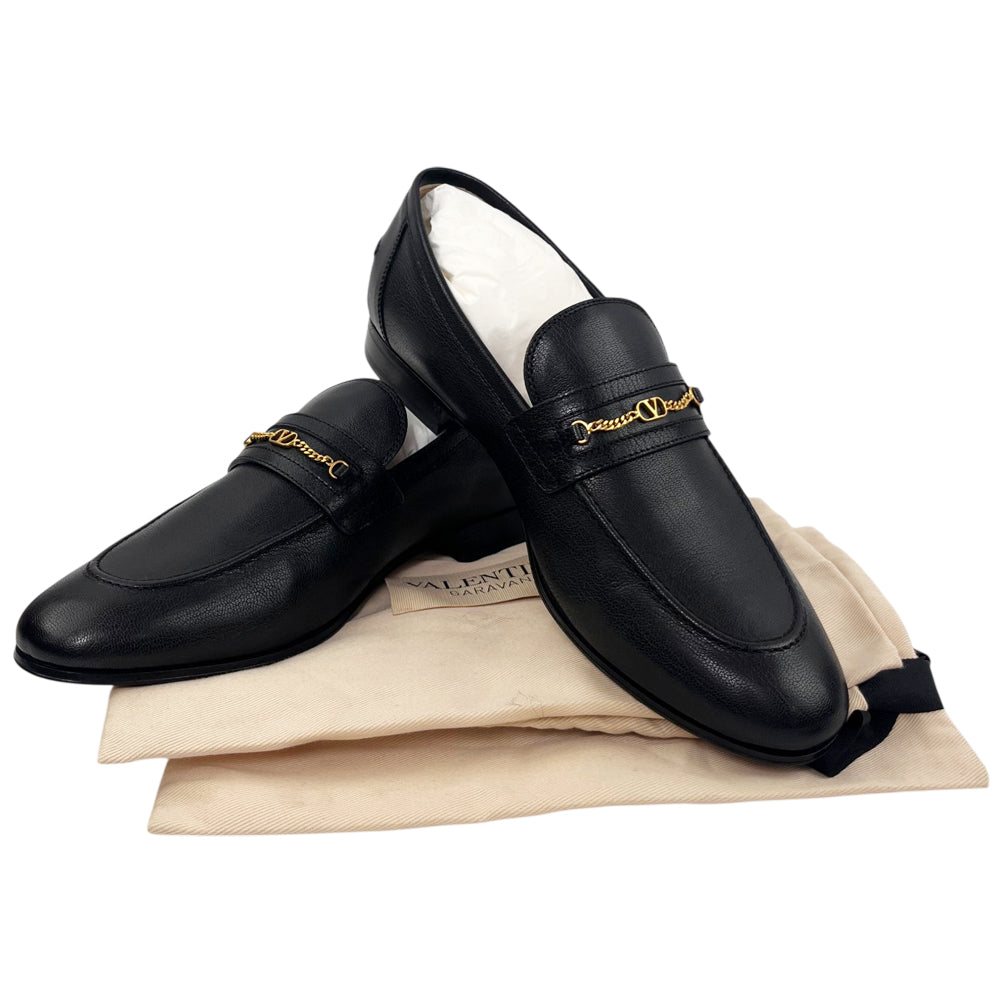 VALENTINO Black Leather Loafers Size 9 UK LHQ2097