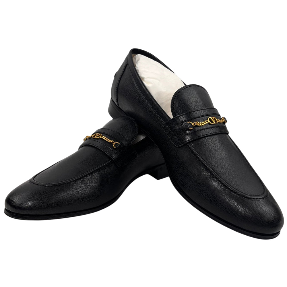 VALENTINO Black Leather Loafers Size 9 UK LHQ2097