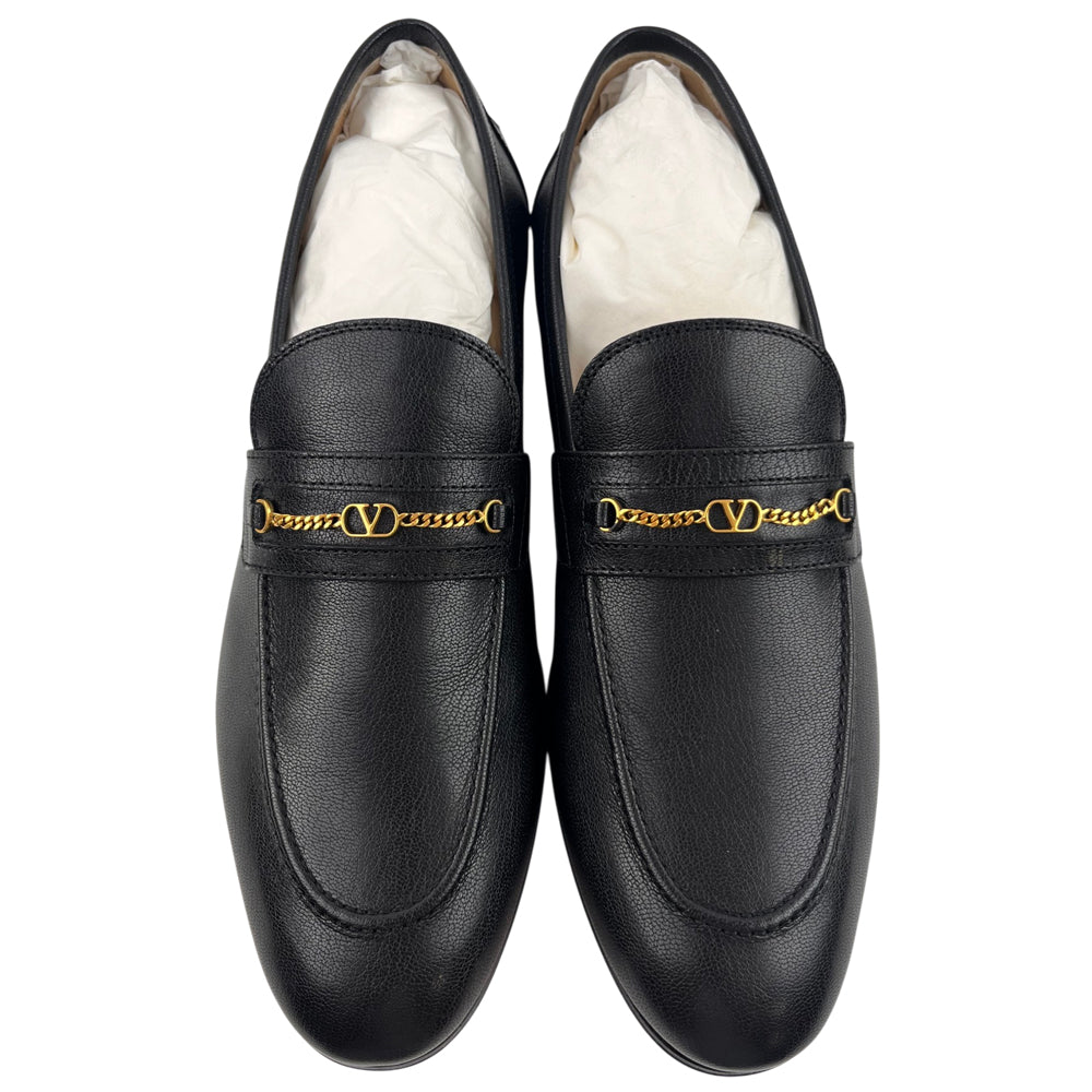 VALENTINO Black Leather Loafers Size 9 UK LHQ2097