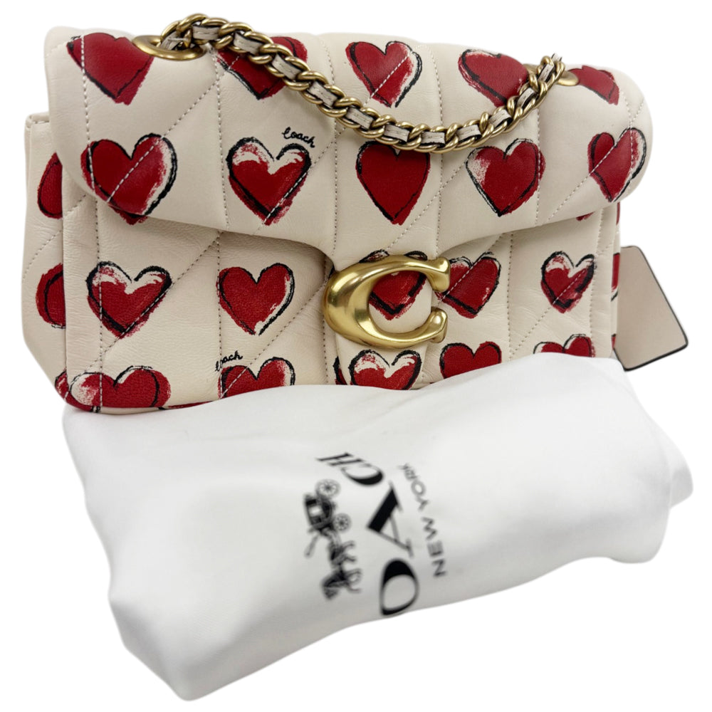 COACH Tabby White Leather Quilted Heart Shoulder Bag LHQ2101
