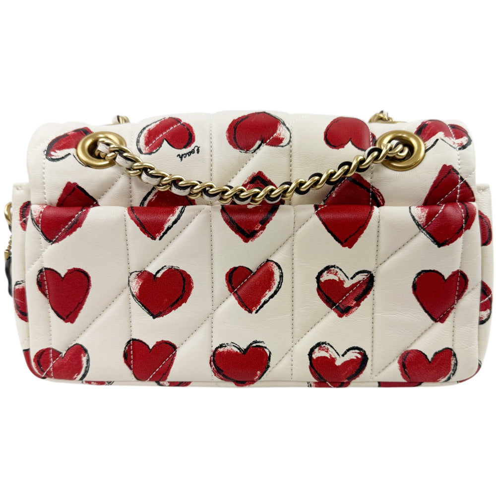 COACH Tabby White Leather Quilted Heart Shoulder Bag LHQ2101