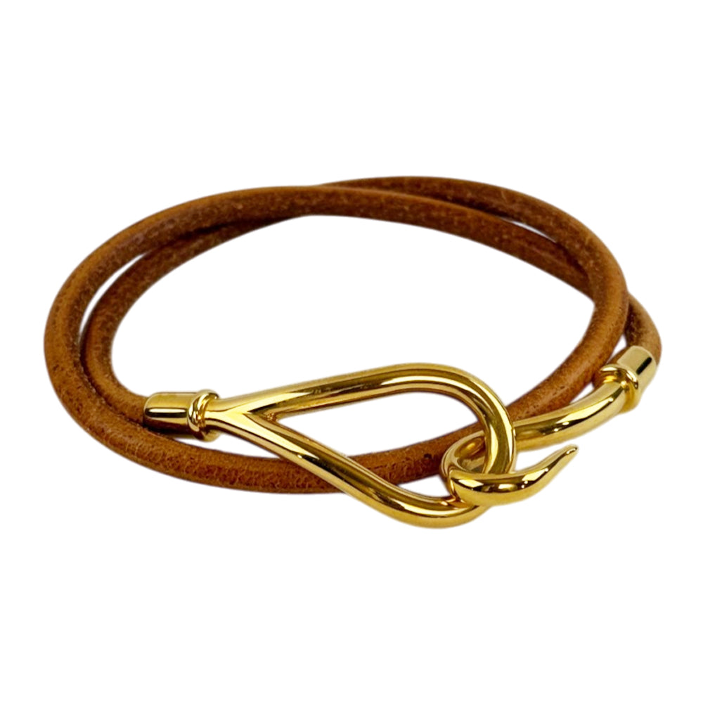 HERMES Jumbo Leather Bracelet Gold LHQ2114