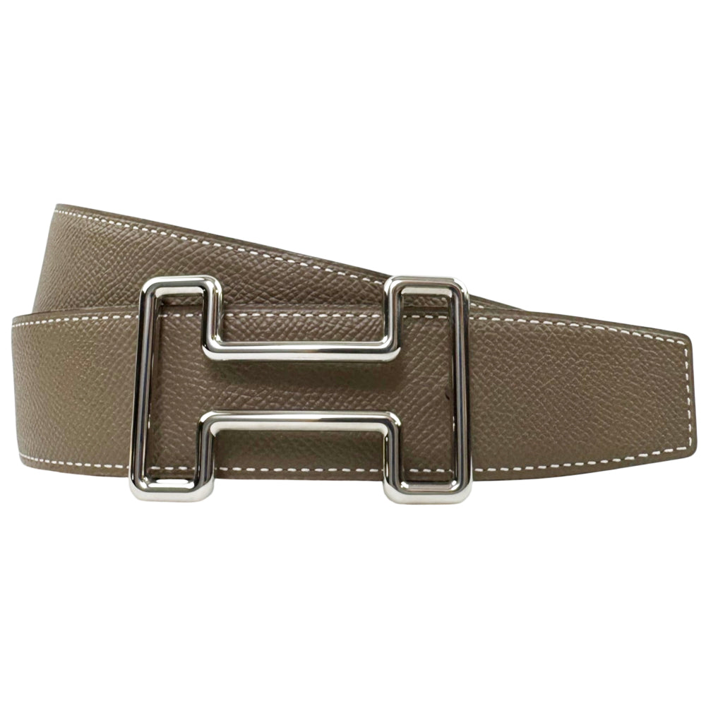 HERMES 'H' Reversible Brown/Taupe Belt Size 95cm LHQ2153