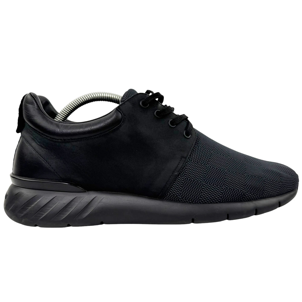 LOUIS VUITTON Black Damier Fastlane Trainers Size 9 UK LHQ2154