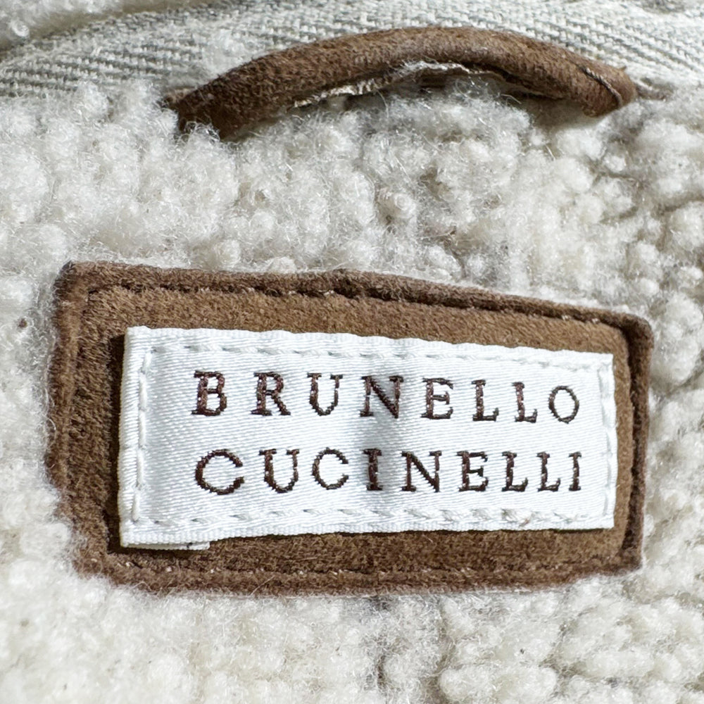BRUNELLO CUCINELLI Brown Suede Fur Lined Jacket Size M LHQ2156