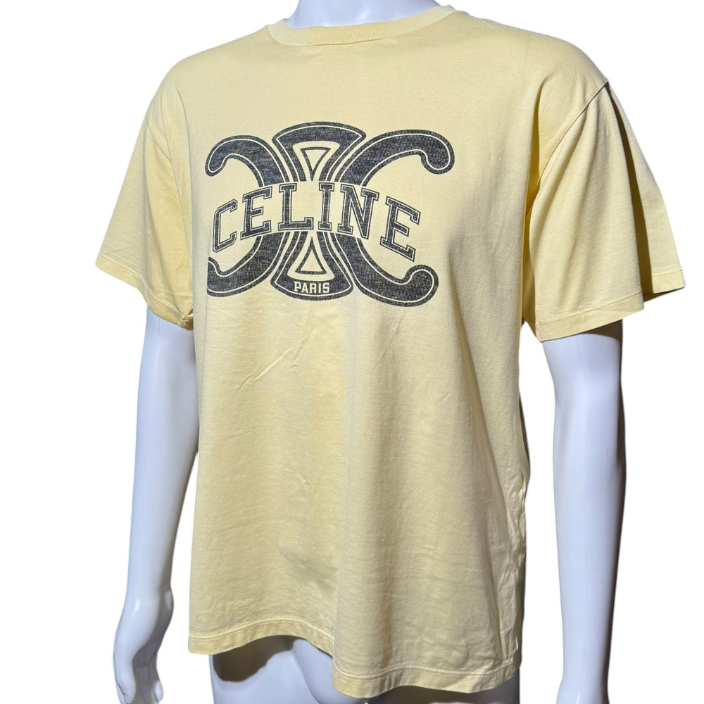 CELINE Yellow Macadam Logo T-Shirt Size M LHQ2158